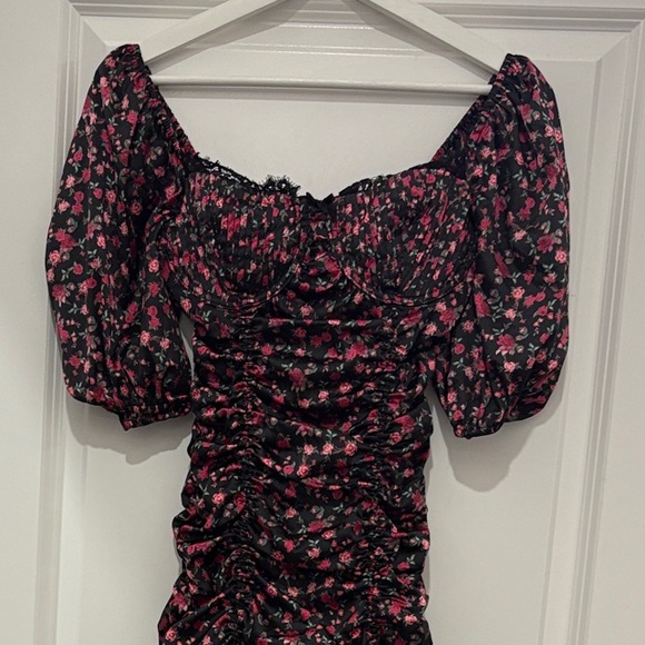 For Love And Lemons Dresses & Skirts - For Love And Lemons Black and Pink Floral Mini Dress